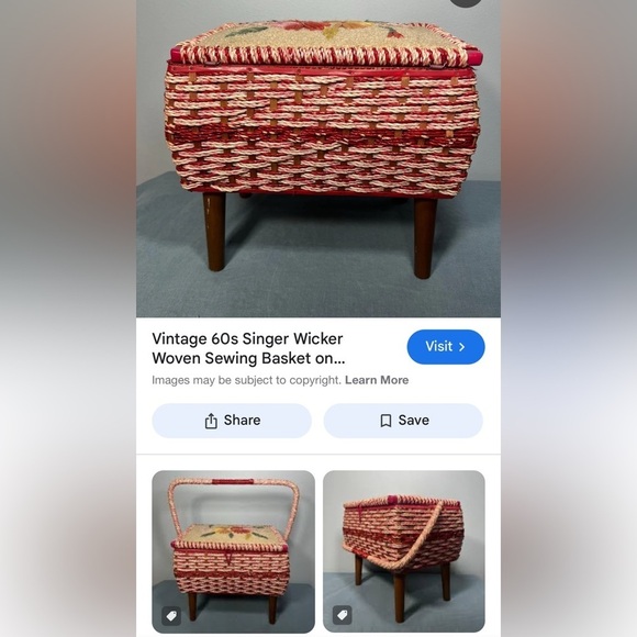 Floral Woven Home Accent Stool-Basket for sewing 🧵 Vintage (1960’s) - Picture 9 of 10